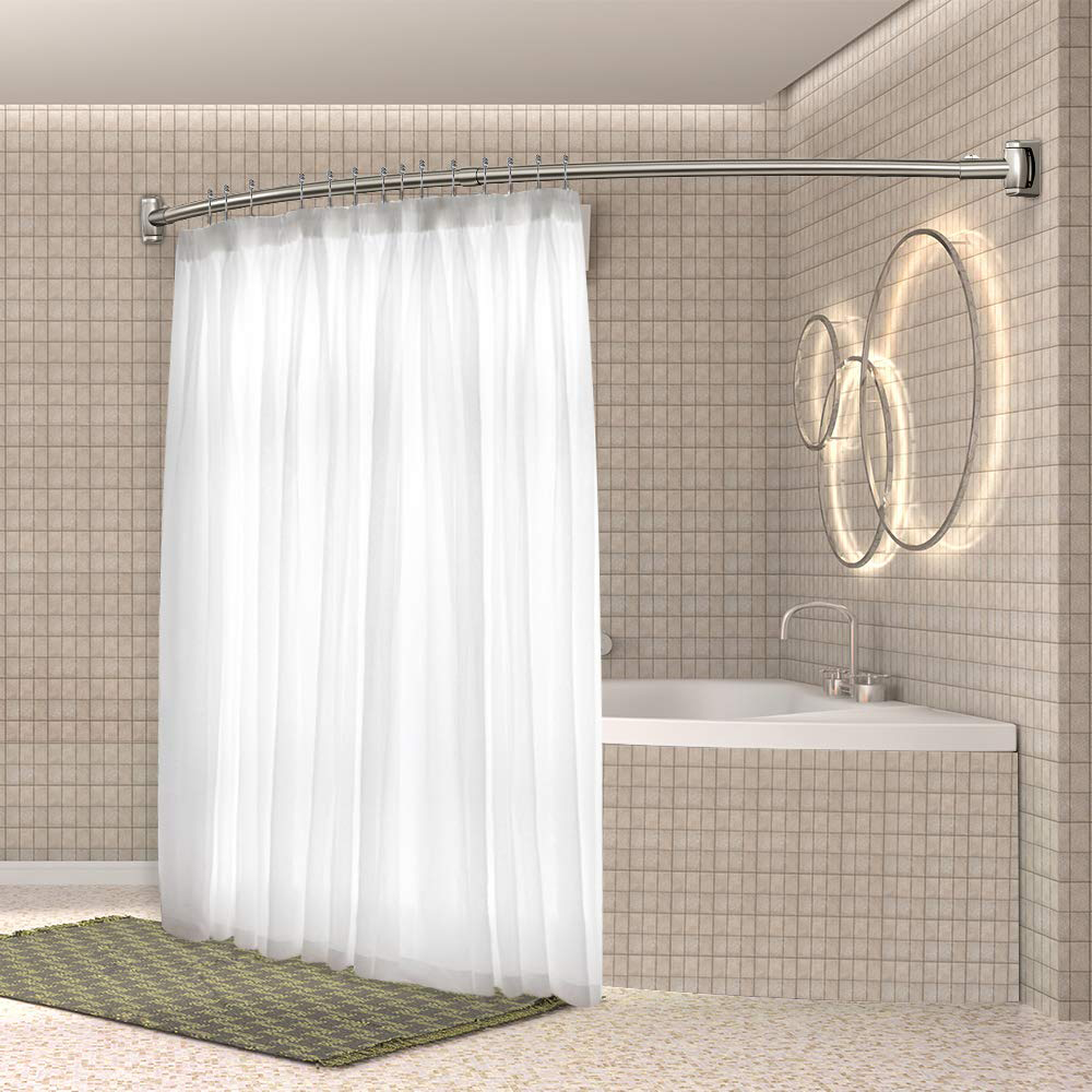 Tringle à rideau de douche chromée 60 pouces tringle à rideau de tension avec 12 crochets de rideau de douche PCS