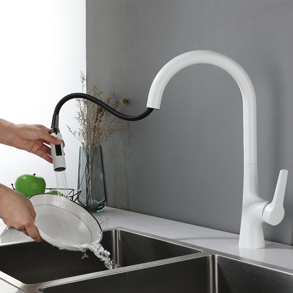 Aquacubic Fashional Hot Sale Pull Down Spray avec placage multicouche monotrou ou robinet de cuisine 3 trous