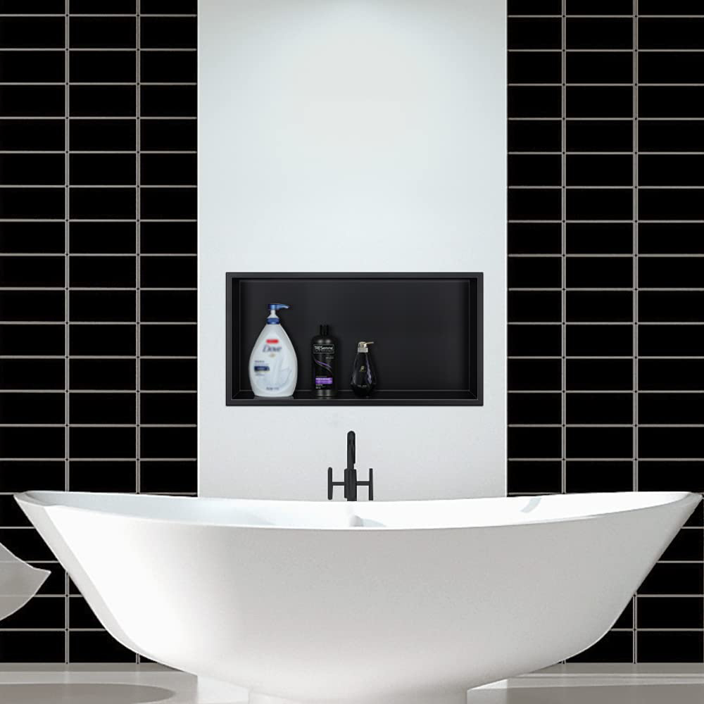 Niche de douche de salle de bains noire simple et double en acier inoxydable 304, fabricant personnalisé