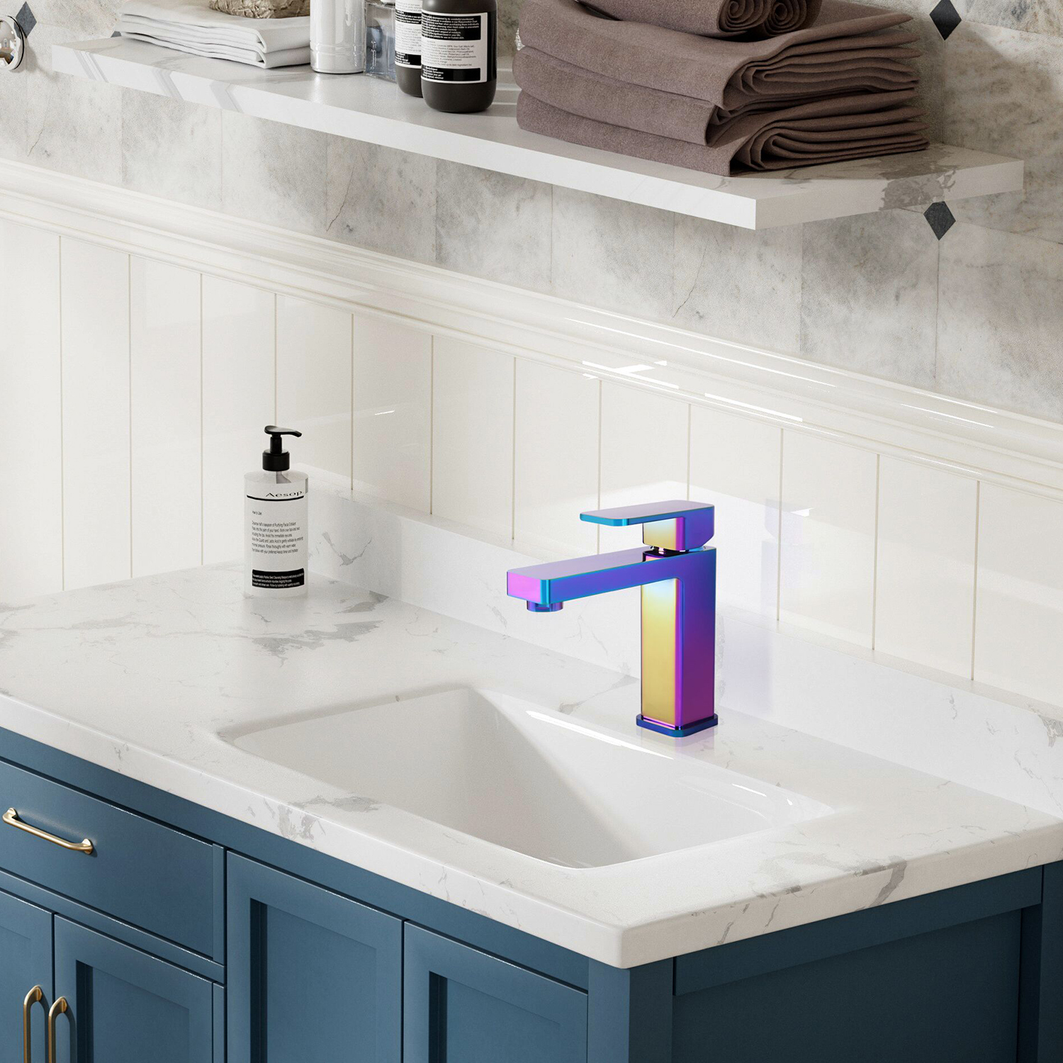 Robinet de salle de bains de robinet de bassin chaud et froid de luxe Aurora Brilliance conçu en usine d'articles sanitaires