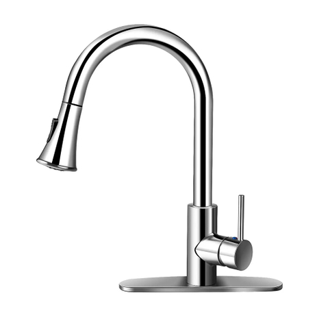 360 rotation alliage de zinc monotrou brossé tirer vers le bas robinet d'eau d'évier de cuisine