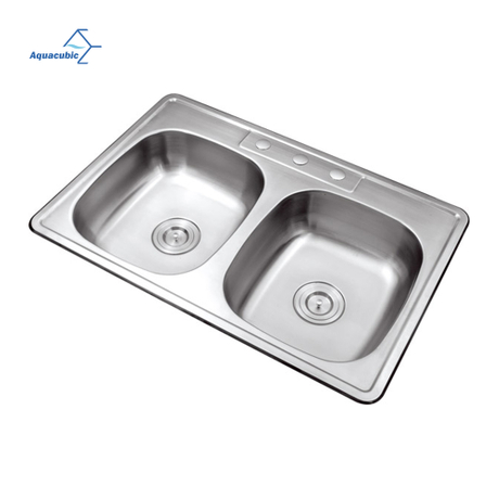 Évier de cuisine moderne 830 x 550 x 120 pouces à double cuve en acier inoxydable pressé / étiré