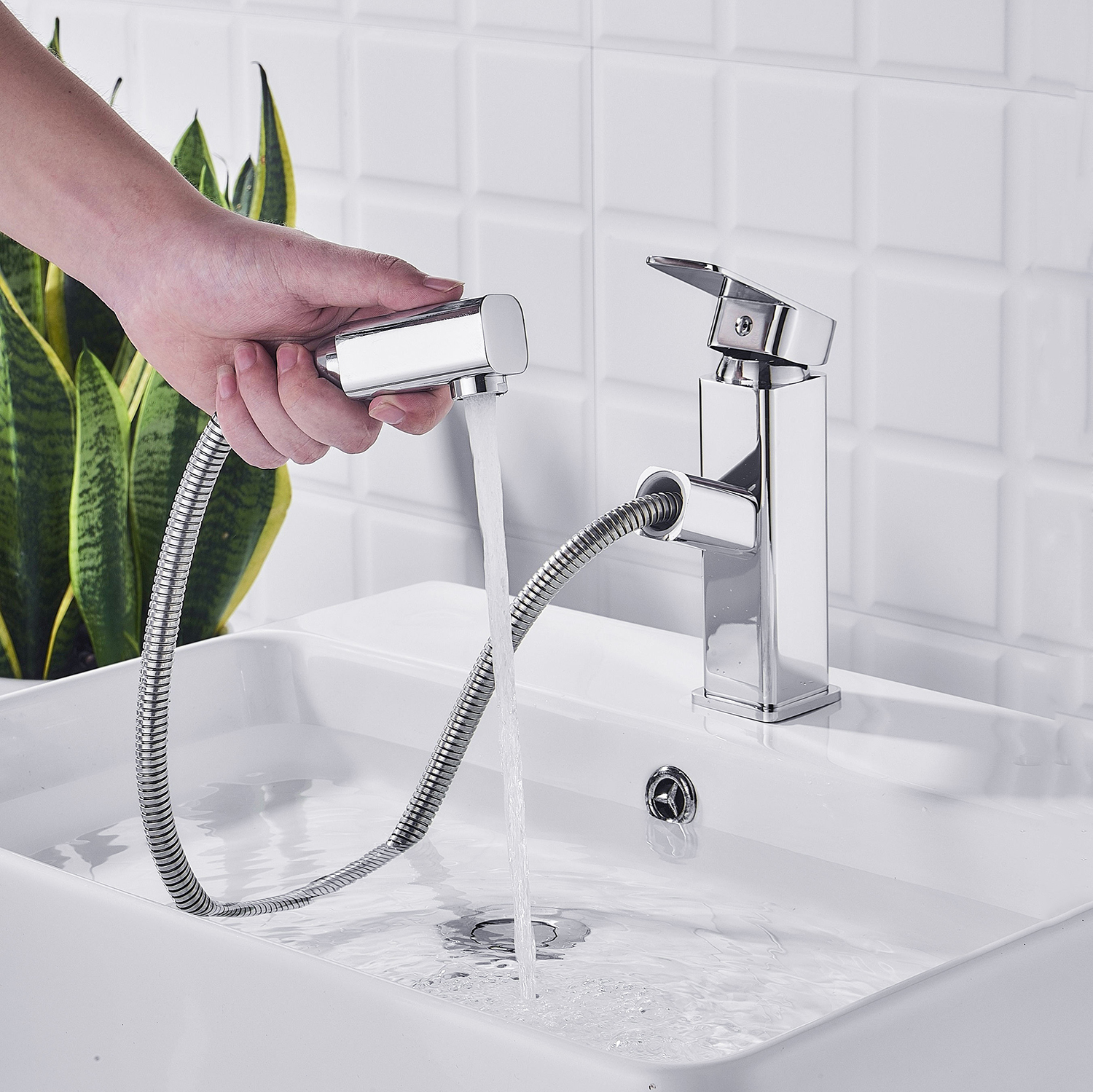 Robinet d'eau chaude et froide à poignée unique, corps en laiton de salle de bains de haute qualité, robinet de lavabo, cascade de salle de bains