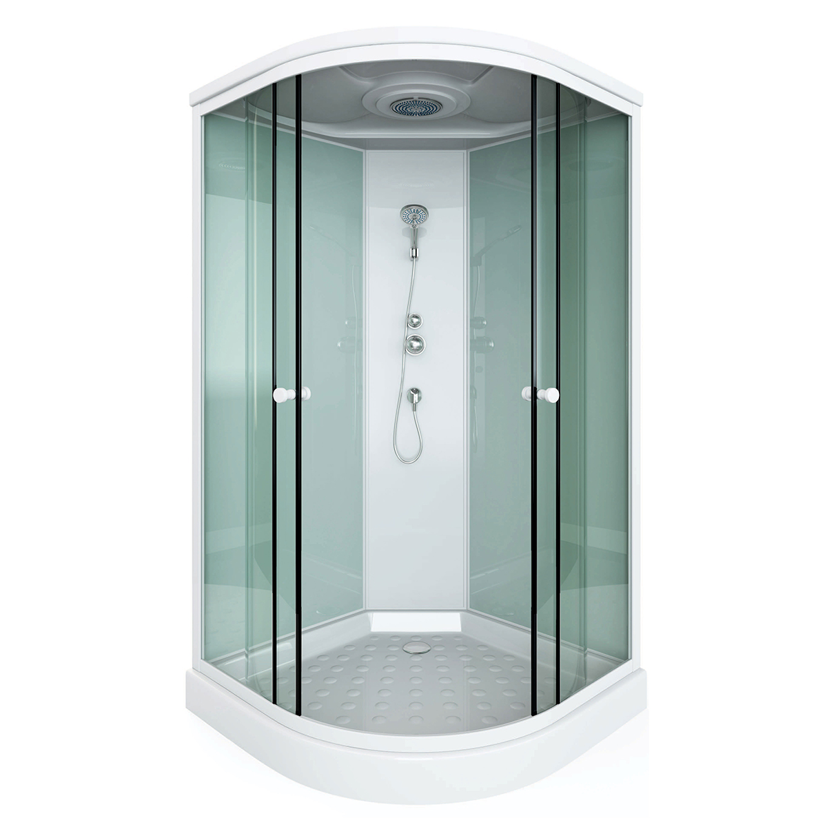 Cabine de douche d'angle avec portes coulissantes en verre