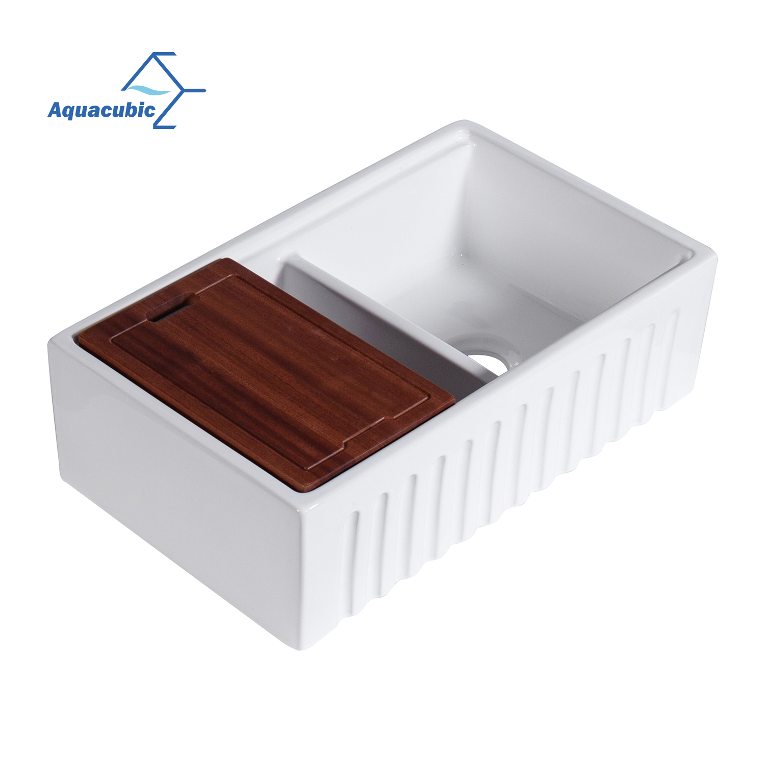 Aquacubic CUPC Fireclay 50/50 Évier de poste de travail de cuisine à double cuve avec accessoires